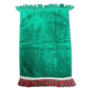 Vintage Green Kitchen Christmas Plaid Hand Towel by Cannon Kitschy Kitchen